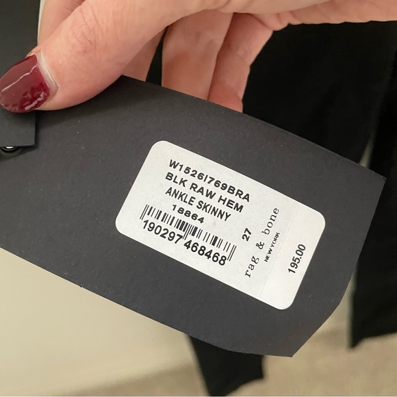 NWT - Rag & Bone Women’s Black Raw Hem Ankle Skinny Jeans Size 27 - Picture 10 of 13